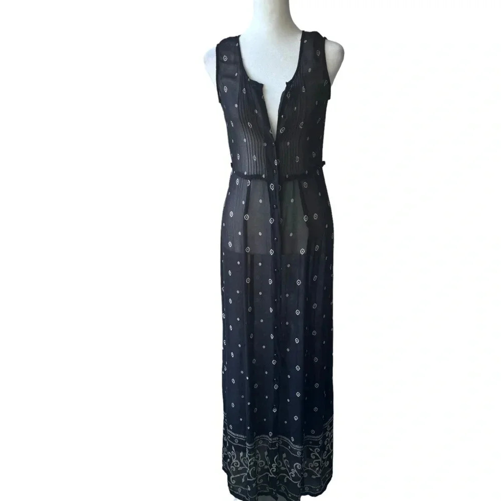 Victoria Holley Vintage Sheer Sleeveless Button Down Dress Womens size 4